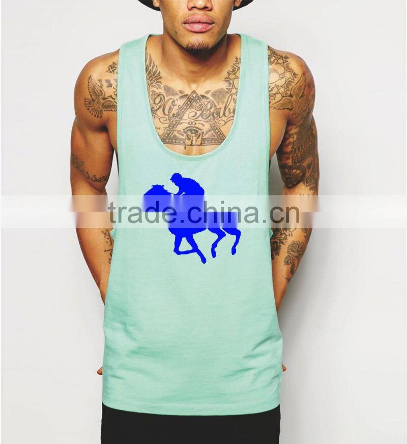 blue tank top custom printing with newest design gym singlets
