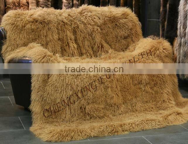 CX-D-23D 2016 New Winter Genuine Mongolian Lamb Fur Blanket Fur Rugs