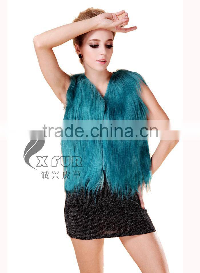 CX-G-B-199A New Arrival Beautiful Color Real Goat Fur Vest 2017