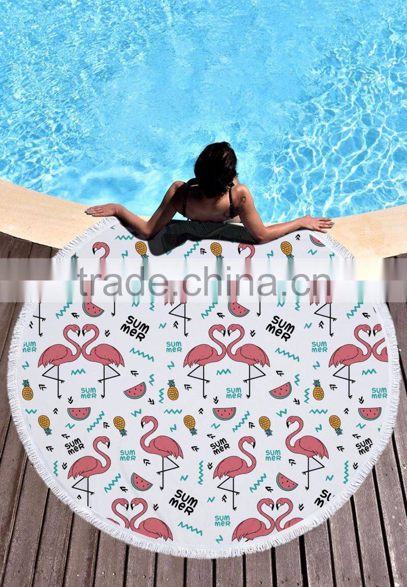 custom printed good quality round towel printed Many color round beach towel