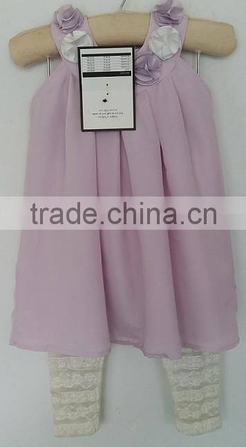 2016 cute baby girls purple cool dress with embroidered pants for summer