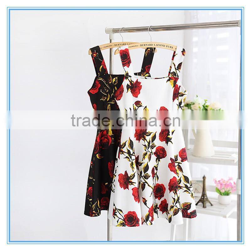 Ladies Western Fashion Summer Umbrella Floral Casual One Piece Dress Designs