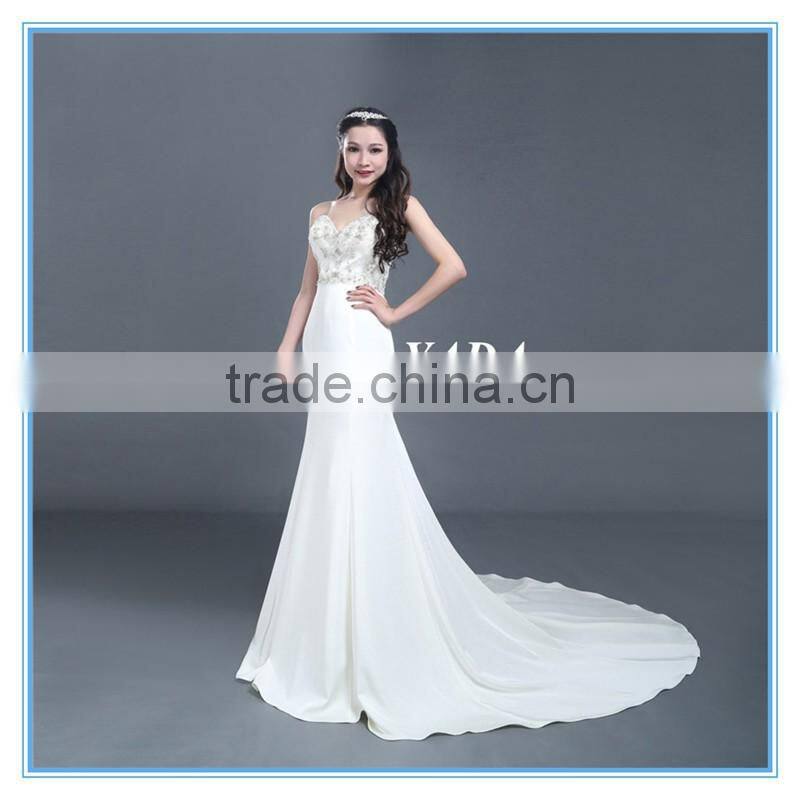 Sweetheart Satin Handmade Embroidery Beaded Wedding Dress with Bridal Mantilla Veil