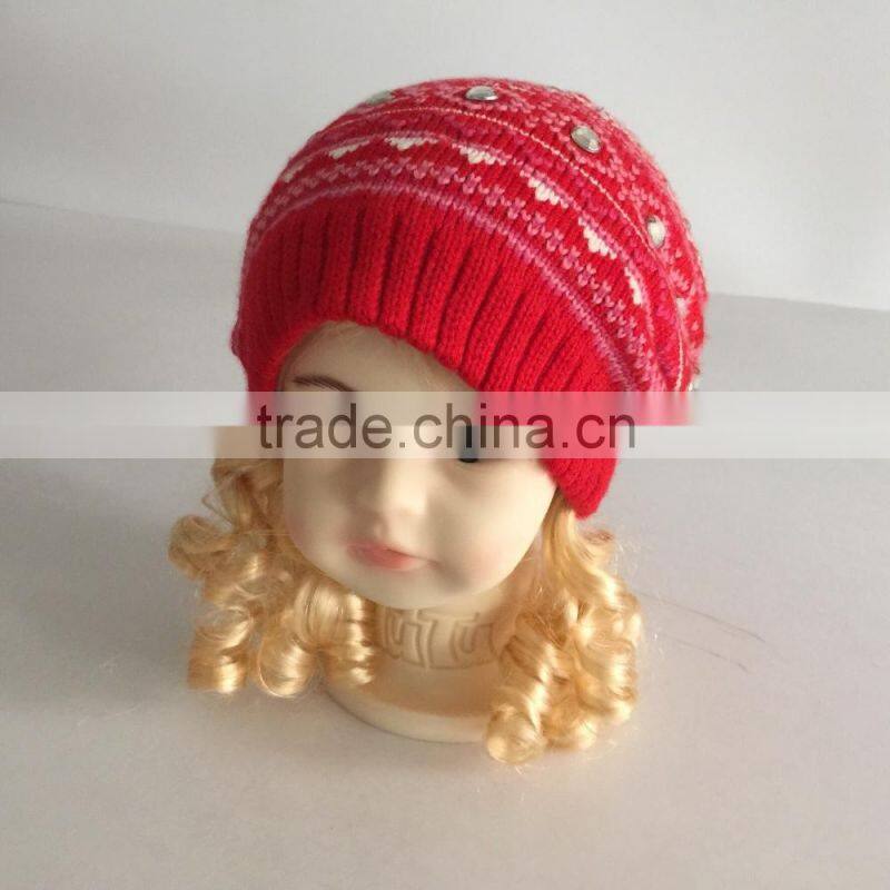 2016 new fashion winter hand made knitted kids beanie hats