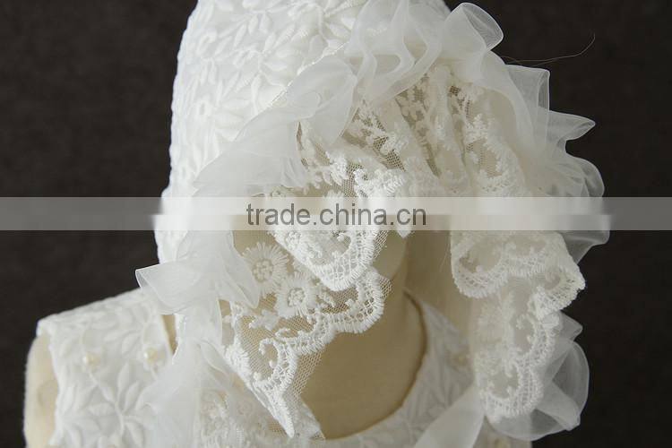 2017 New born baby clothes white first Communion dress Embroidery Flower baby cotton frocks designs 1 year baby girl dresses Hat