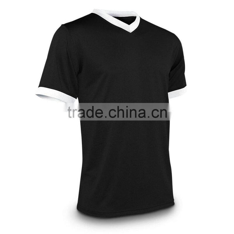 2014 wholesale new custom mens polyester soccer jersey contrast colors v neck plain design soccer uniforms football jerseys