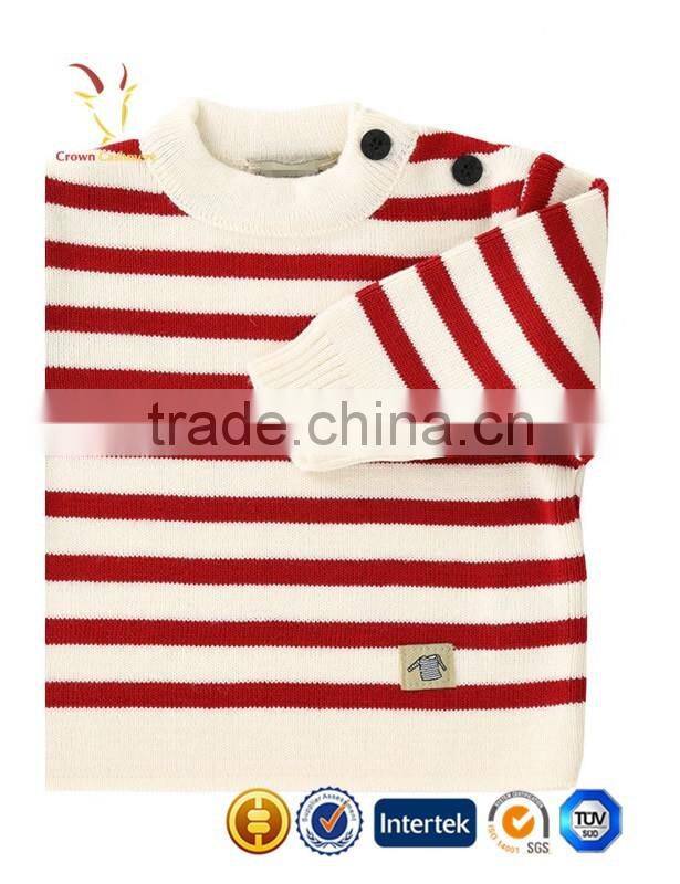2016 New Fashion Crew Neck Knit Baby Sweater Baby Cashmere Sweater with Striped