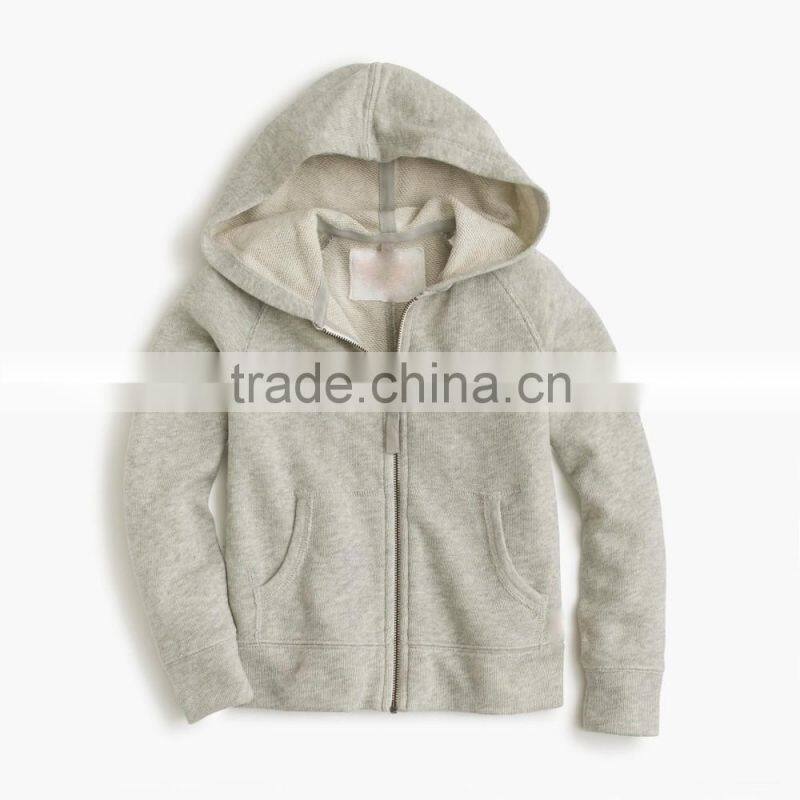 2016 fashion kids wholesale fitness plain zip grey sweatshirt hoodie