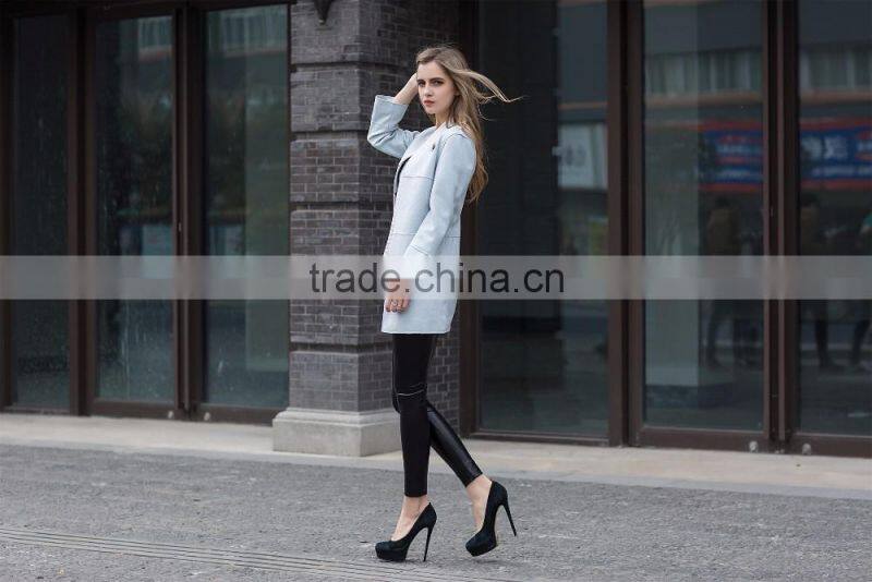 new fashion suede jacket long coat for ladies women's long washed elegant coat
