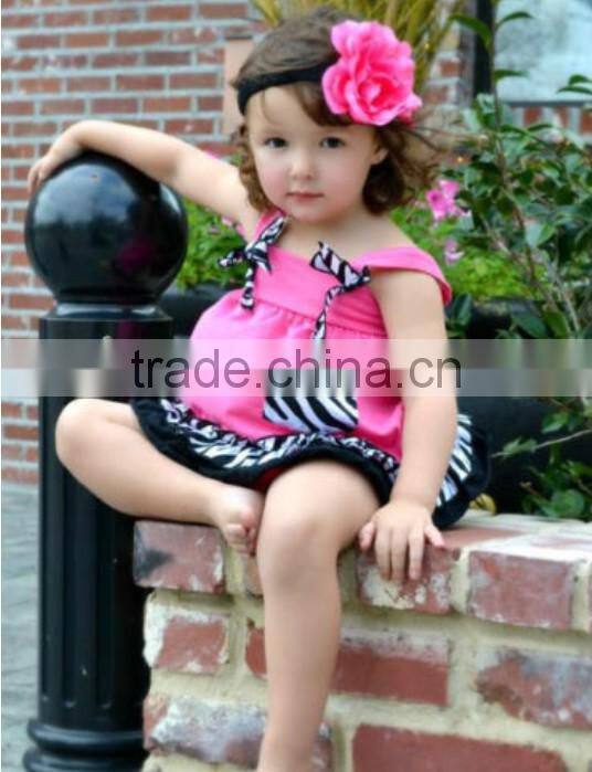 Hot sale New fashion baby girl outfit cotton leopard baby swing top bloomer set ruffle clothing sets