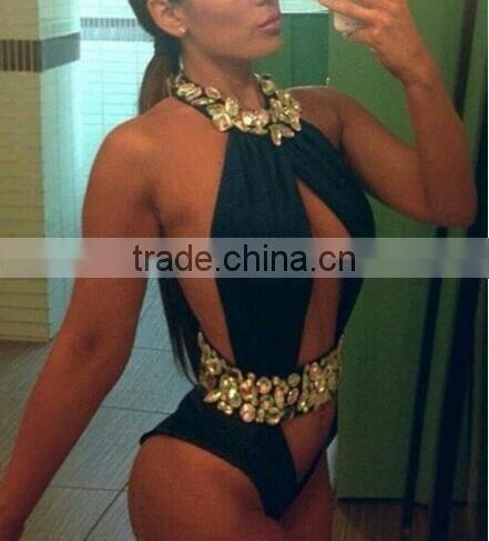 M860 Runwaylover2016 ladies sexy dazzling diamond bikini one piece swimwear