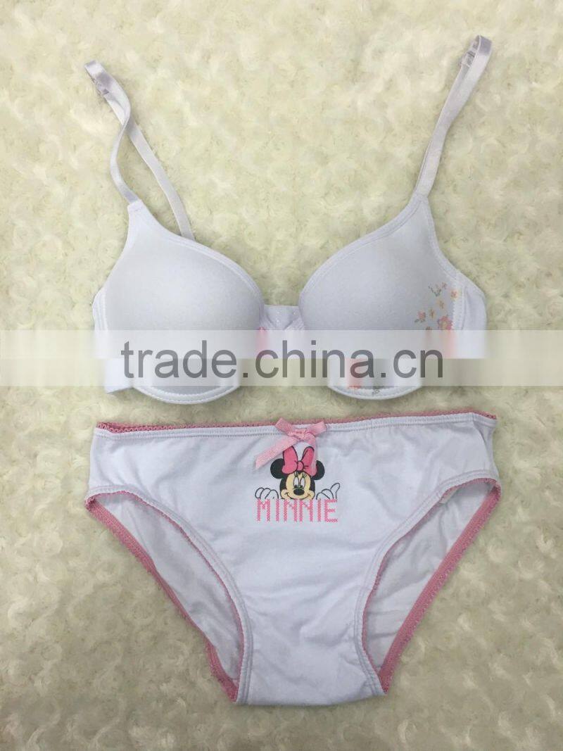 Padded bra without wire and brief for 8-16 years girls