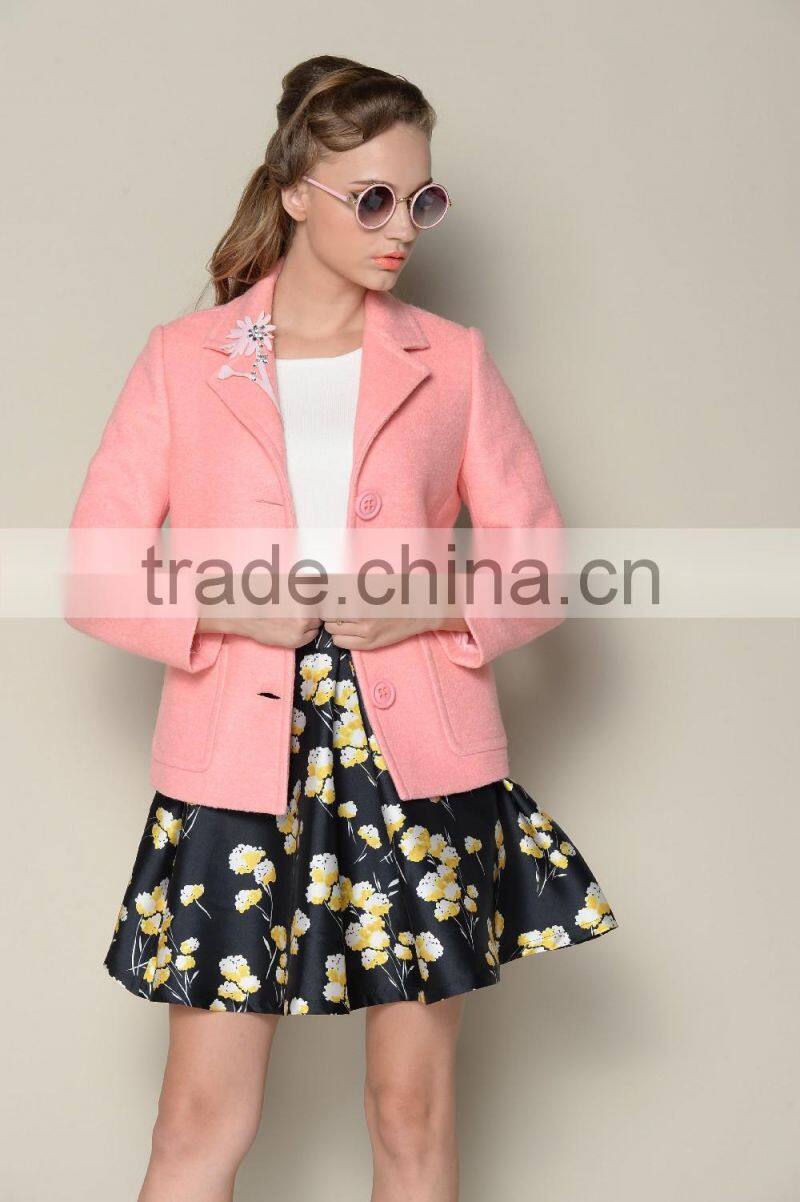 brand designer 2015 European style elegant plain coats and jackets woman