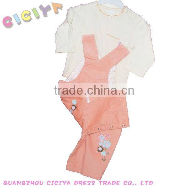 Cute baby girl overalls 2pcs clothing set for summer