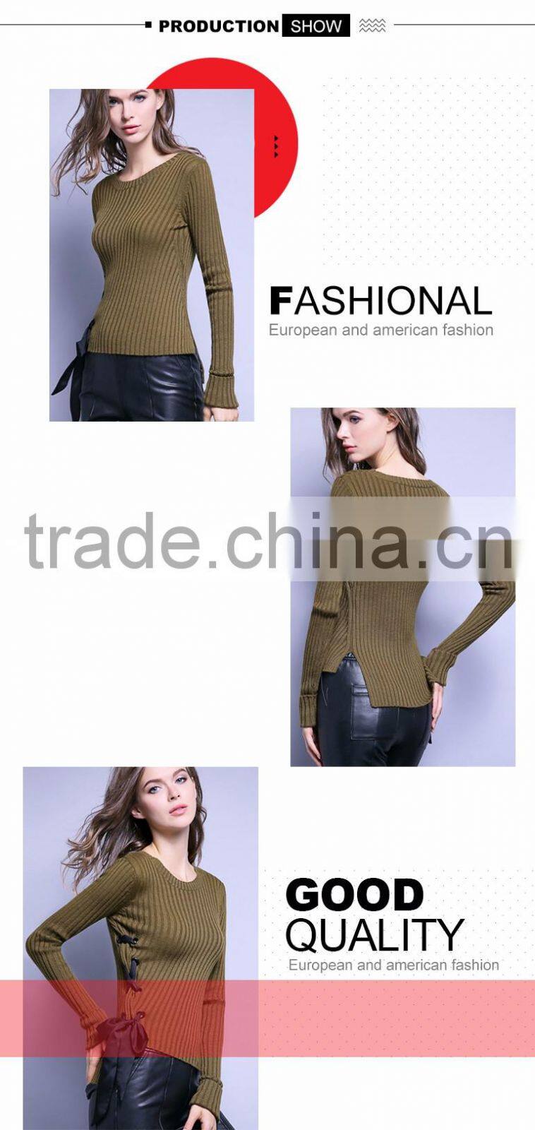 Factory wholesale women's thin wide neck tight pullover spring sweaters with high quality