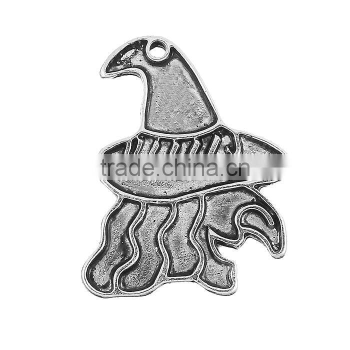 Zinc Based Alloy Charms Halloween Witch Antique Silver Hat