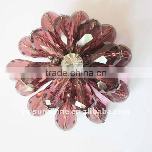 Fashion flower with crystal bead elastic ring