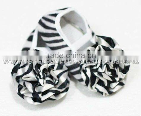 Baby Zebra Crib Shoes with Zebra Rosettes MAS37