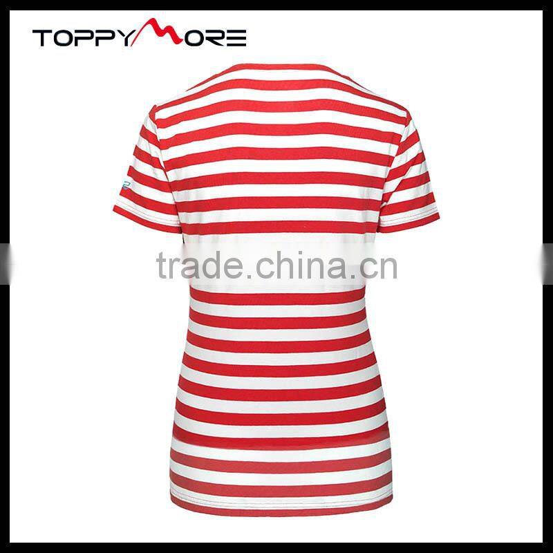 T092-1533R OEM Red And White Striped T Shirt Wholesale China, 95%Cotton Shirts High Quality