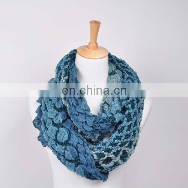 VINTAGE TEXTURED BOUNCY WRAP YARN WINTER BUBBLE RUFFLE SCARF