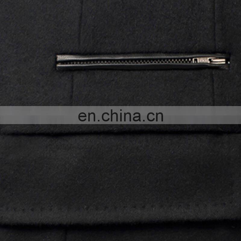 High quality fashion men's wool overcoat slim fit pure color trench coat