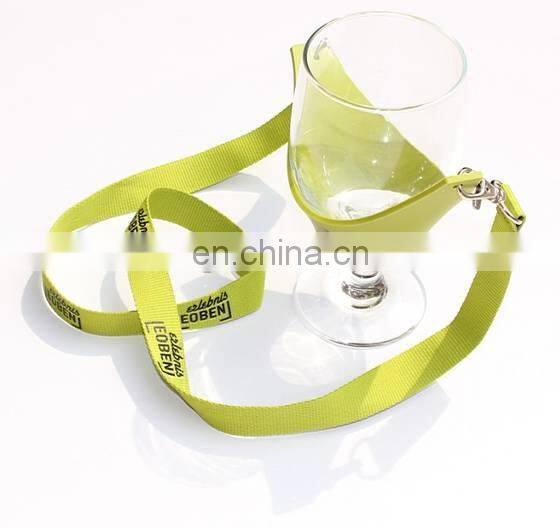 custom hand free wine glass holder polyester printing lanyard