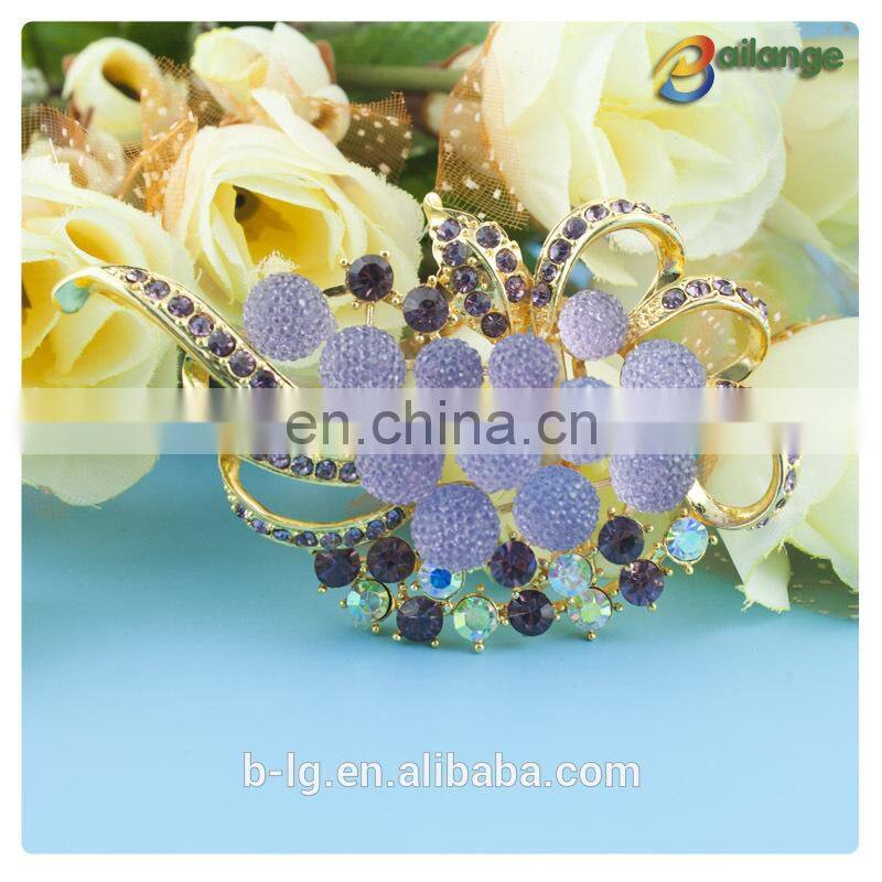 Bailange wholesale bridal crystal rhinestone brooch vintage peacock brooches for wedding invitation