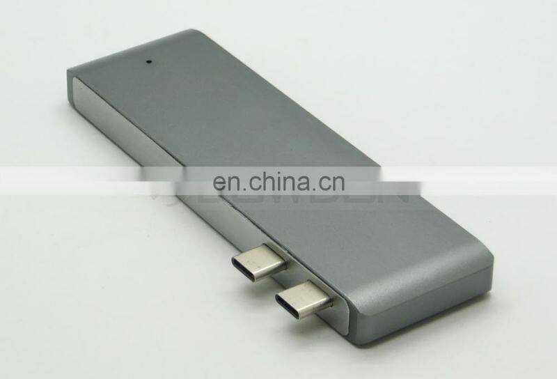 6 in1 Multiport USB Type C Hub with 2 USB 3.0 Port Dual Type-C Charging Port, SD/Micro USB SD Card Reader for Macbook