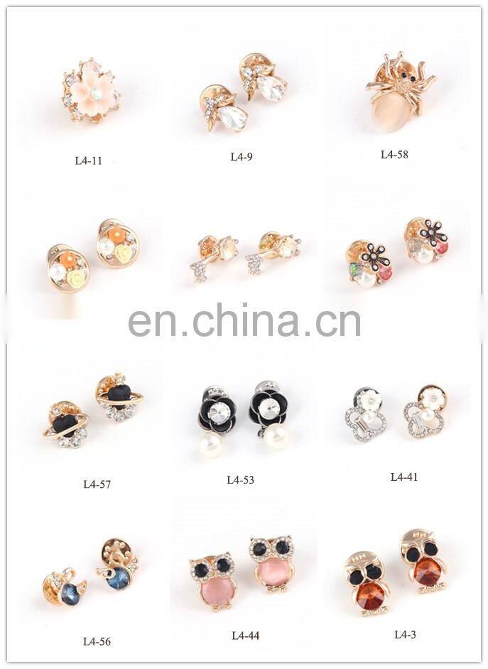 Alloy rhinestone button women rhinestone flower button juki hole sewing machine button collar buckle