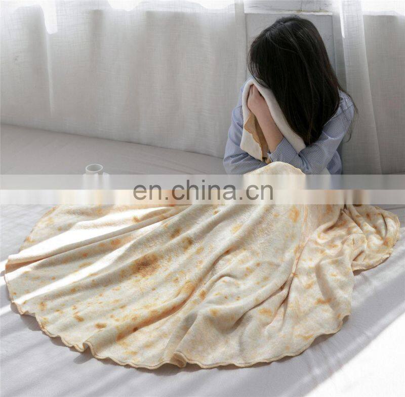 Novelty Mexican Tortilla Flannel Burritos Taco Blanket Burritos Round Wrap Blanket Burrito Blanket