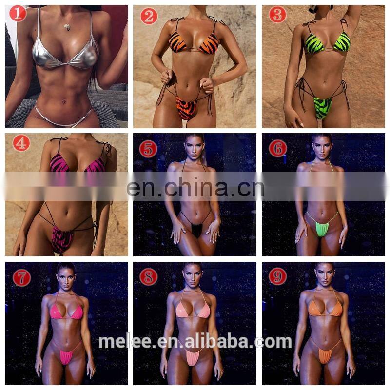 RTS custom made private label swimwear hot sex girl bikini zebra leopard silver women bikinis
