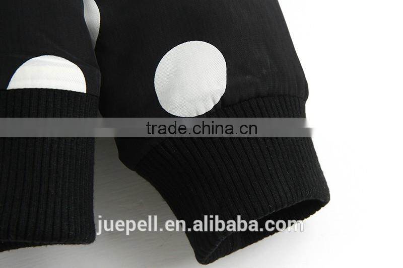 2015 european style long sleeve polka dot print bomer jacket