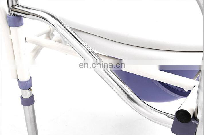 Elderly shower toilet steel commode chair With Bedpan