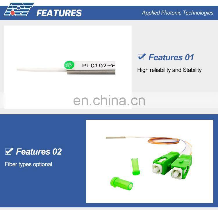 Fast delivery steel tube type 1x2 plc optical splitter 1260-1650nm wavelength