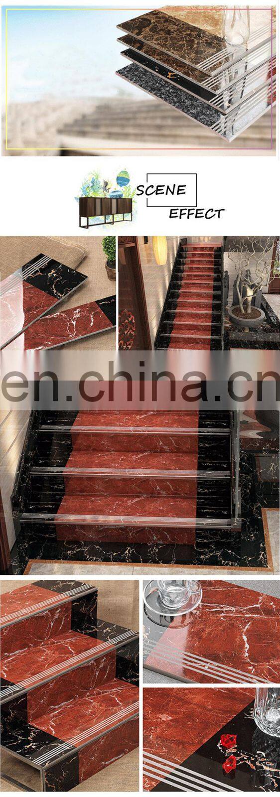 Polished marble style non slip groove step tile porcelain stair tile