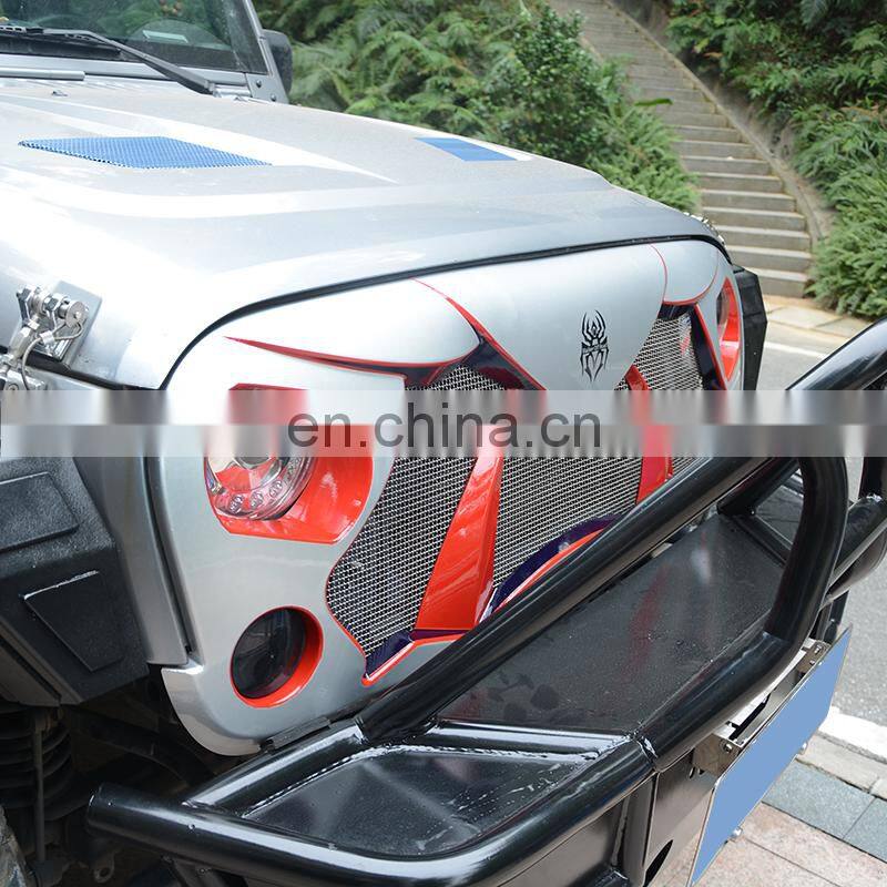 Maiker Grill Front Cover for Jeep Wrangler Rubicon Sahara Sport JK/JKU 2007-2018 Matte Black