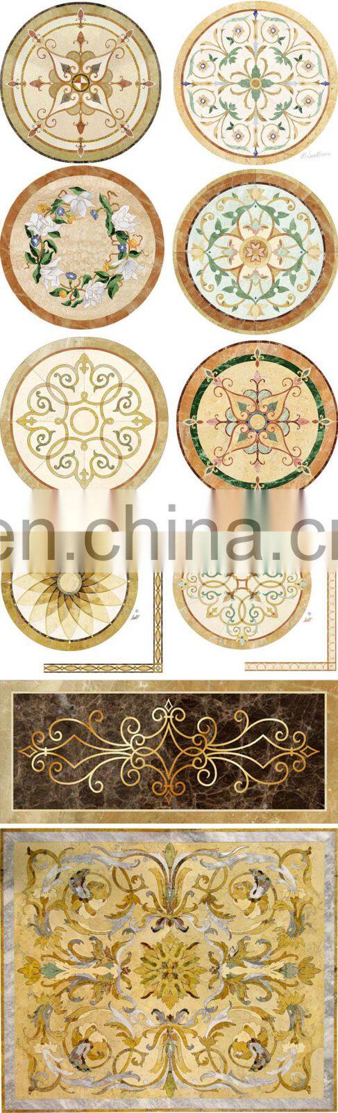 wall tile medallions waterjet tile marble,stone waterjet marble inlay