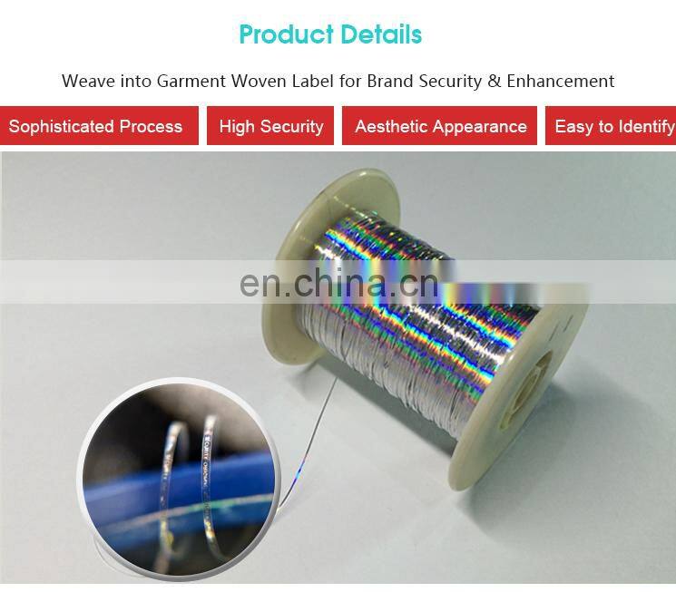 Registered brand silk hologram yarn with logo & name