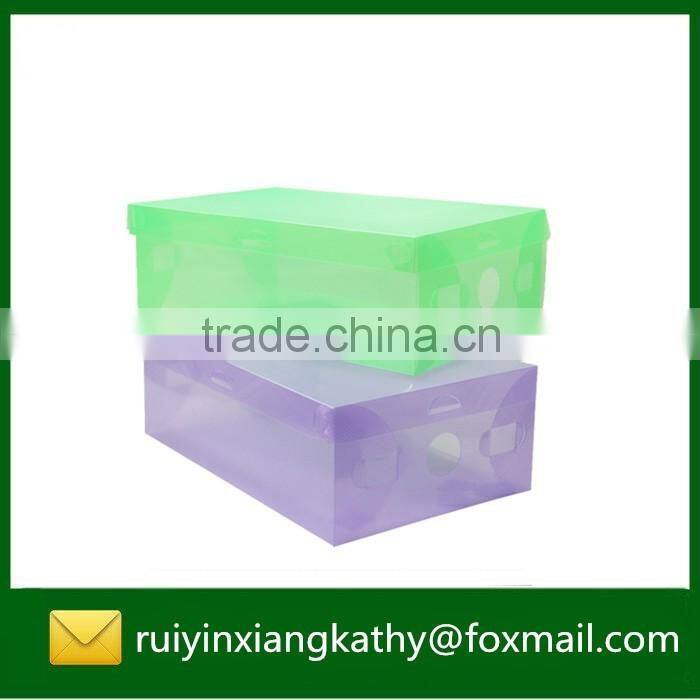 Household decorative PP clear shoe packaging box with handle