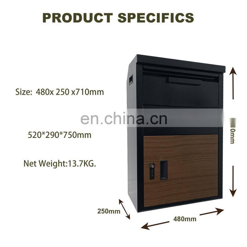 Outdoor Stainless Metal Post standing Box with security lock Door Drop Box Mailbox