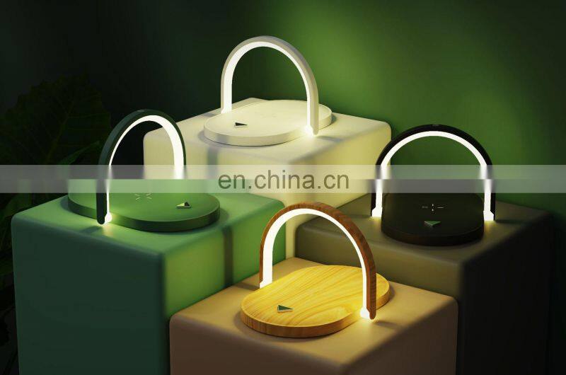 15W Fast Wireless Charger Table Lamp For iPhone X XR XS Mobile Phone Charging Holder Night Light Pad Phone Stand Desk Lamp