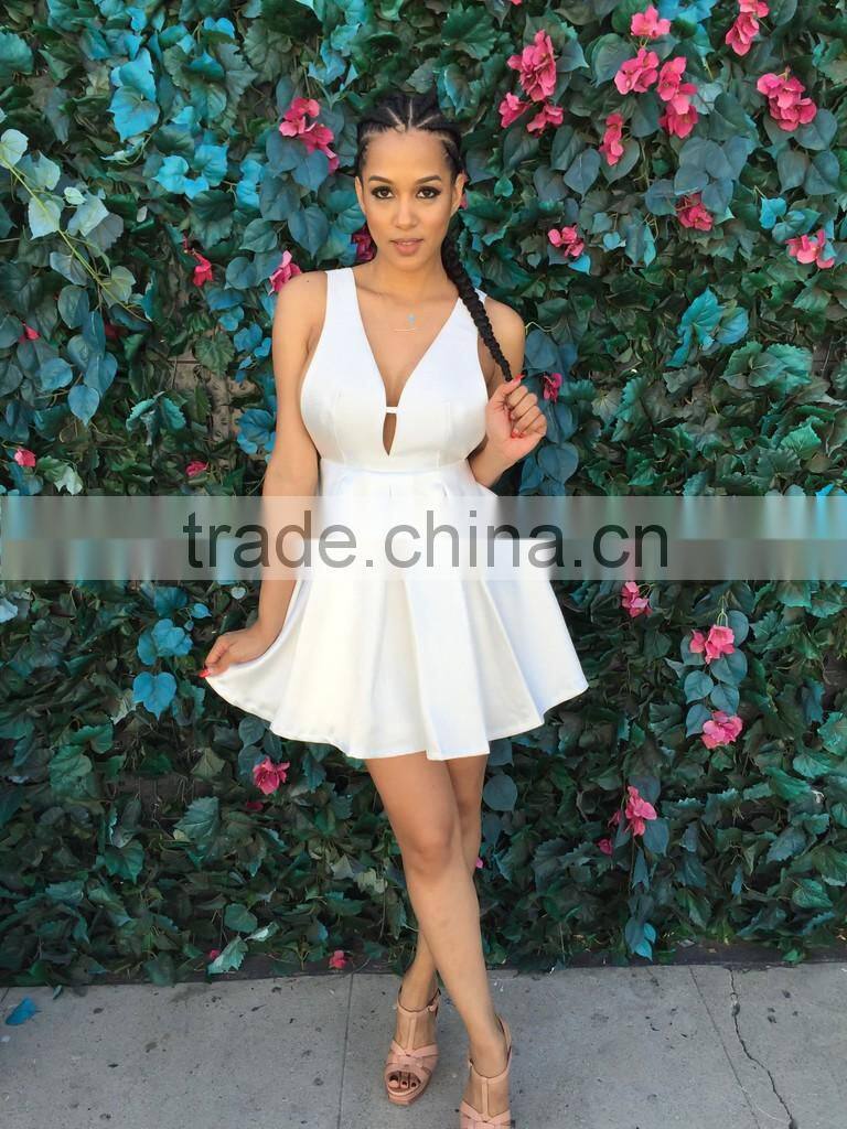 V collar sexy sleeveless dress miniskirt nightclub dress