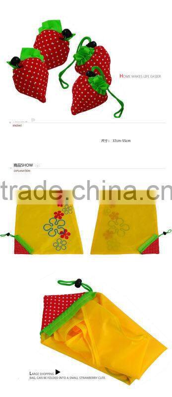 Good quality canvas strawberry drawstring bag, nylon string shopping bag