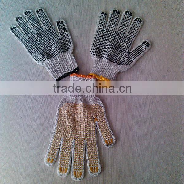 cheap cotton knitting gloves pvc dots manufacture in china