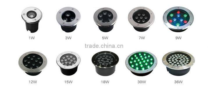 IP67 9*1W High Power 9W RGB Round LED Inground Light, RGB Round LED Inground Lamp 9W