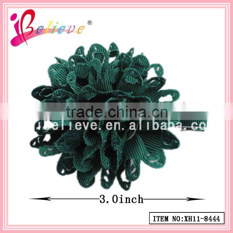 Super hot sale solid ribbon flower fancy hair clips for girls fashion jewelry (XH11-8444)