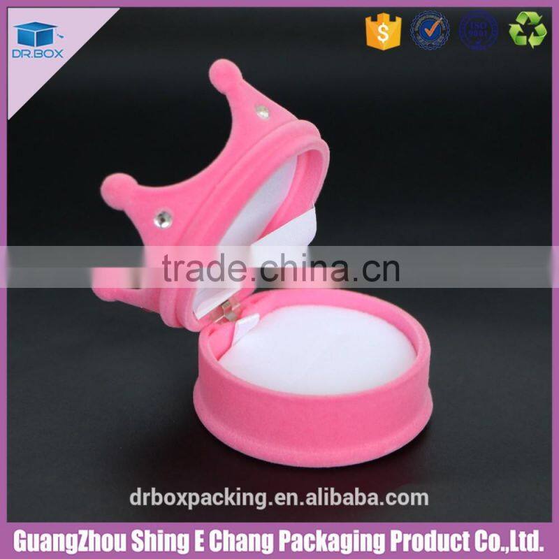 Beautiful creative velvet surface paperboard jewelry box crown shape ring box