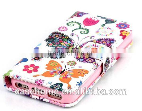 Printing Wallet Leather Case TPU Cover for iphone 5SE