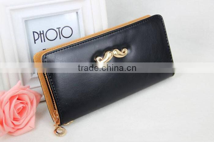 Women's Classic Multifunction PU blue coin purse wallet with Mustache
