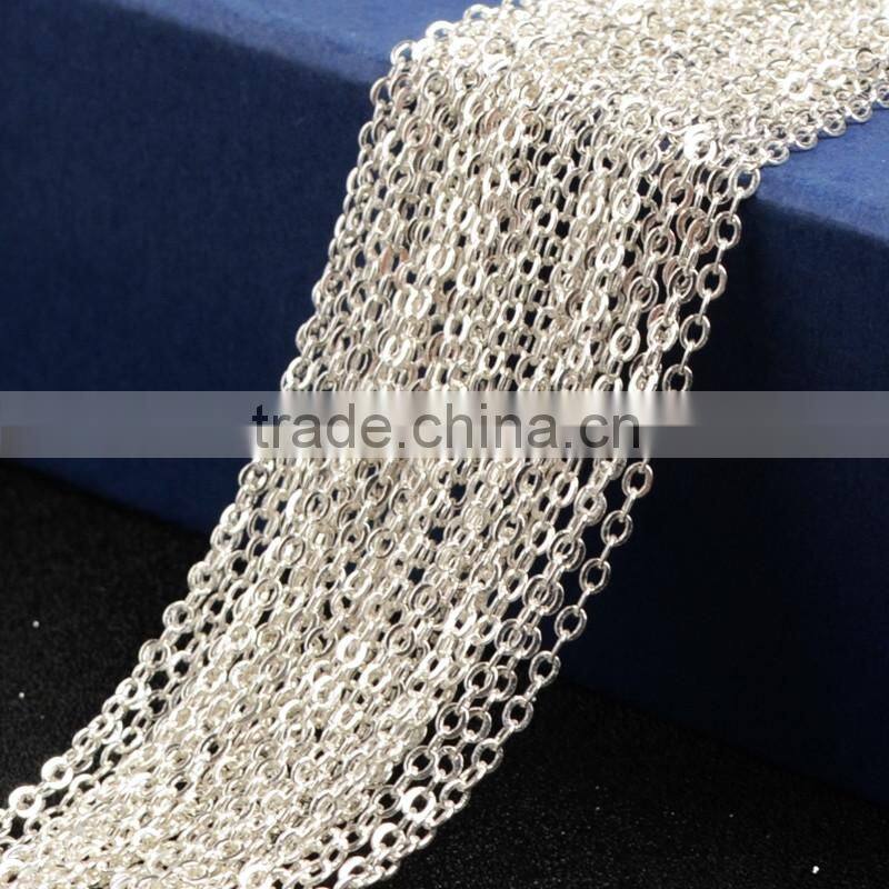 30 inch Full Roll Brass Flat Cable Chain Oval Link Bulk with Connectors, Fashion Jewelry Cable Chain